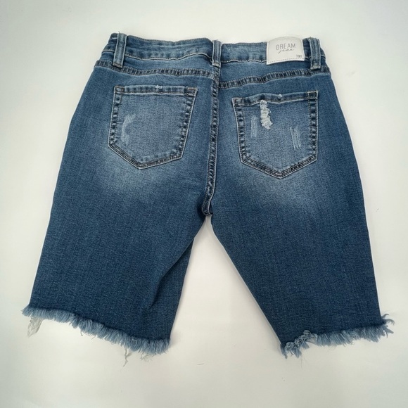 YMI Dream Fit Mid Rise Bermuda Cut Off Distressed Denim Jean Shorts Size 3 Women - Picture 3 of 8